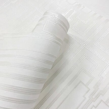 Manhattan - Pearlescent | Whites and Off Whites Geometrics Wallpaper for Office, Accent Wall, and Powder Room