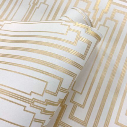 Manhattan - Golden Gate | Whites and Off Whites Geometrics Wallpaper for Office, Accent Wall, and Living Room