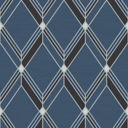 Brooklyn Diamond - Classic Blue | Blues Geometrics Wallpaper for Office, Accent Wall, and Hallway
