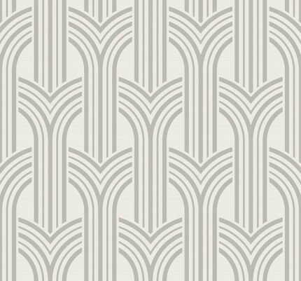 Broadway Arches - Chrome | Cool Neutrals Geometrics Wallpaper for Office, Accent Wall, and Dining Room