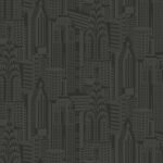 Manhattan Skyline - Midnight | Blacks Architecturals Wallpaper for Kitchen, Nursery, and Powder Room