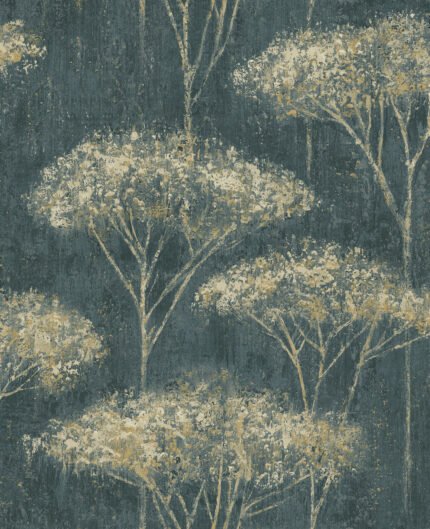 Trees | Aquas and Teals Trees and Leaves Wallpaper for Kitchen, Bedroom, and Half Bath