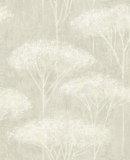 Trees | Warm Neutrals and Beiges Trees and Leaves Wallpaper for Living Room, Accent Wall, and Dining Room