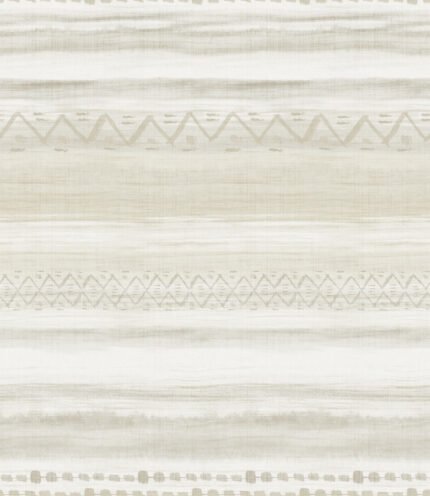 Tribal Stripe | Warm Neutrals and Beiges Ikat, Shibori and Watercolor Wallpaper for Hallway, Bedroom, and Living Room