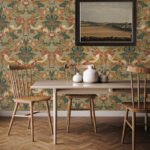 Fragaria Garden - Ochre | Yellows Animals, Birds and Insects Wallpaper for Dining Room, Bedroom, and Kitchen