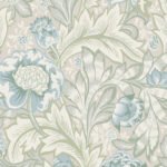 Acanthus Garden - Powder Blue and Green Mist | Blues Florals, Botanicals and Tropicals Wallpaper for Nursery, Dining Room, and Office