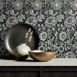 Tonal Floral Trail - Ebony | Blacks Florals, Botanicals and Tropicals Wallpaper for Nursery, Hallway, and Bedroom