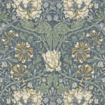 Ogee Flora - Blue Lake and French Vanilla | Blues Florals, Botanicals and Tropicals Wallpaper for Hallway, Powder Room, and Half Bath