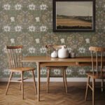 Ogee Flora - Dijon and Sage | Oranges Florals, Botanicals and Tropicals Wallpaper for Living Room, Half Bath, and Nursery