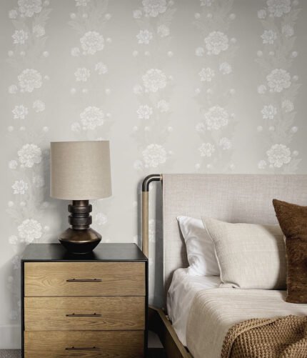 Blooming Stripe - Greystone | Grays Florals, Botanicals and Tropicals Wallpaper for Dining Room, Office, and Accent Wall