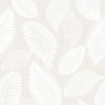 Leaf - Cool Linen | Whites and Off Whites Florals, Botanicals and Tropicals Wallpaper for Kitchen, Powder Room, and Half Bath