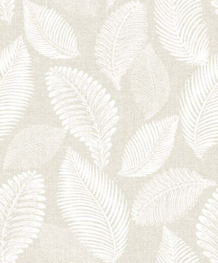 Leaf - Warm Sand | Warm Neutrals and Beiges Florals, Botanicals and Tropicals Wallpaper for Dining Room, Hallway, and Accent Wall