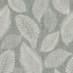 Leaf - Charcoal Linen | Blacks Florals, Botanicals and Tropicals Wallpaper for Kitchen, Nursery, and Entryway