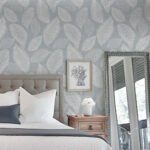 Leaf - Ice | Grays Florals, Botanicals and Tropicals Wallpaper for Office, Powder Room, and Bedroom