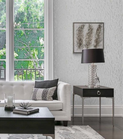 Garden Fern - Diamond | Whites and Off Whites Trees and Leaves Wallpaper for Kitchen, Nursery, and Entryway