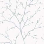 Branching Out - Slate Blue | Blues Trees and Leaves Wallpaper for Office, Living Room, and Kitchen
