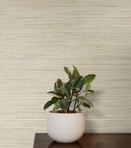 Mei - Raw Linen | Warm Neutrals and Beiges Textures Wallpaper for Living Room, Powder Room, and Accent Wall