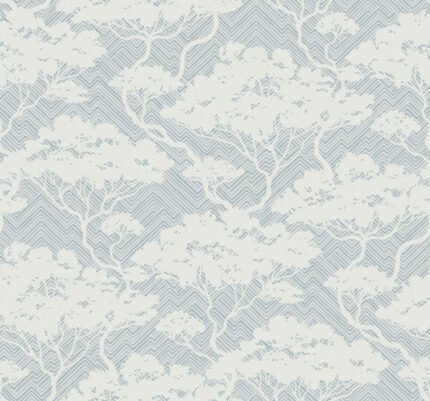 Nara - Mountain Mist | Blues Asian and Chinoiseries Wallpaper for Dining Room, Hallway, and Office