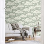Nara - Wild Mint | Greens Asian and Chinoiseries Wallpaper for Entryway, Office, and Hallway