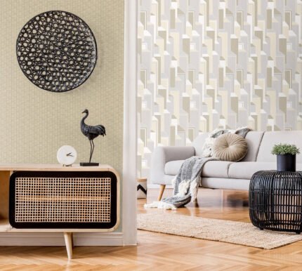 Deco Geometric - French Vanilla & Pavestone