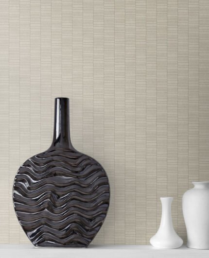 Deco Spliced Stripe - Dove | Whites and Off Whites Geometrics Wallpaper for Office, Accent Wall, and Powder Room