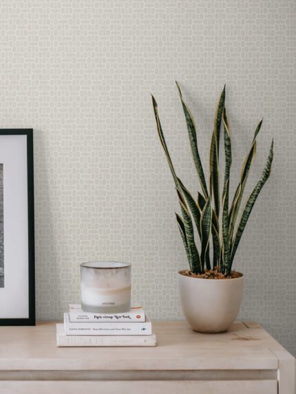 Capsule Geometric - Linen | Whites and Off Whites Geometrics Wallpaper for Office, Accent Wall, and Hallway