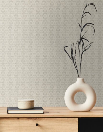 Capsule Geometric - Ivory | Whites and Off Whites Geometrics Wallpaper for Office, Accent Wall, and Kitchen