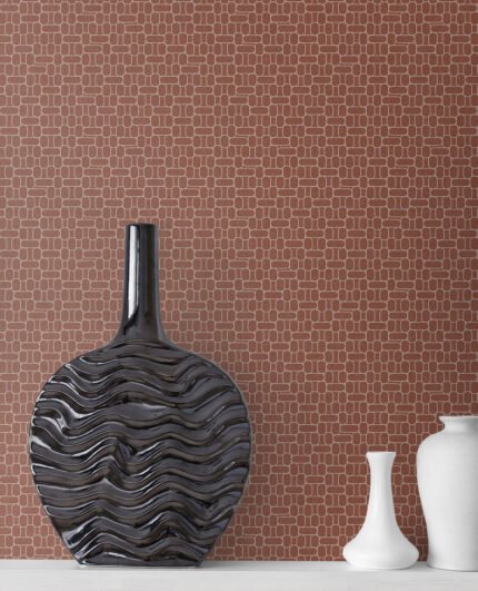 Capsule Geometric - Terra Cotta | Reds Geometrics Wallpaper for Office, Accent Wall, and Half Bath