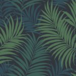 Via Palma - Midnight Blue, Juniper, and Spearmint | Blues Florals, Botanicals and Tropicals Wallpaper for Office, Entryway, and Accent Wall