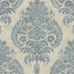 Antigua Damask - Air Force Blue and Alabaster | Blues Damasks and Scrolls Wallpaper for Accent Wall, Living Room, and Half Bath