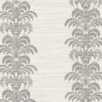 Palm Frond Stripe Stringcloth - Charcoal and Ivory | Grays Plaids, Checks and Stripes Wallpaper for Office, Bedroom, and Living Room