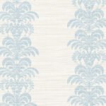 Palm Frond Stripe Stringcloth - Blue Frost and Bone White | Blues Plaids, Checks and Stripes Wallpaper for Accent Wall, Half Bath, and Nursery