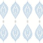 Mirasol Palm Frond - Carolina Blue and Eggshell | Blues Medallions Wallpaper for Entryway, Dining Room, and Office