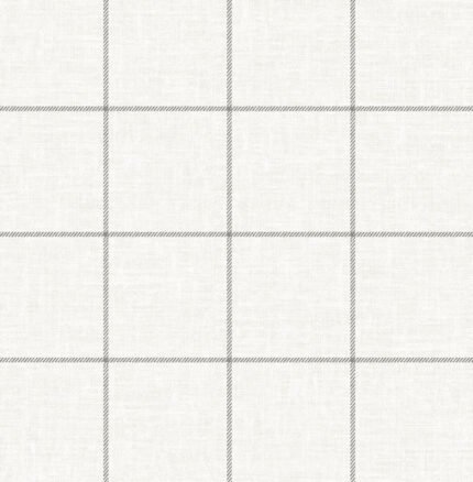 Linen Check - Alabaster and Wrought Iron | Whites and Off Whites Plaids, Checks and Stripes Wallpaper for Kitchen, Office, and Powder Room