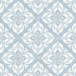 Plumosa Tile - Carolina Blue and Arrowroot | Blues Medallions Wallpaper for Entryway, Accent Wall, and Bedroom