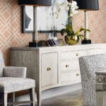 Block Trellis - Melon and Arrowroot | Pinks Geometrics Wallpaper for Office, Accent Wall, and Kitchen