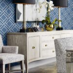 Block Trellis - Coastal Blue and Navy | Blues Geometrics Wallpaper for Office, Accent Wall, and Kitchen