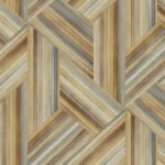 Geo Inlay - Saddle Brown and Steel | Browns and Taupes Plaids, Checks and Stripes Wallpaper for Living Room, Hallway, and Entryway