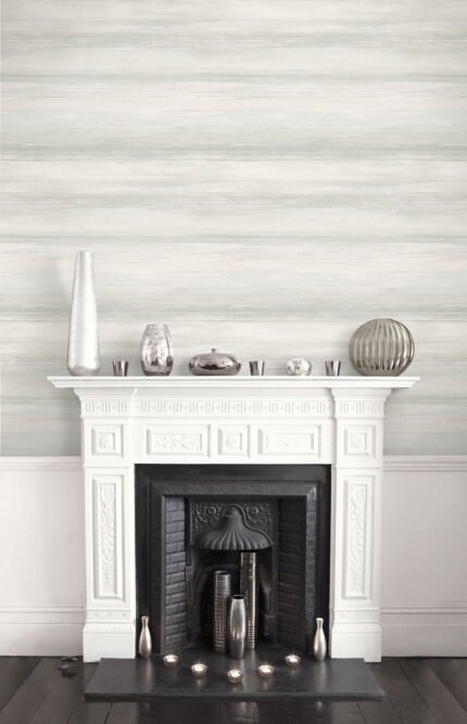 Sunset Stripes - Winter Mist | Grays Plaids, Checks and Stripes Wallpaper for Office, Dining Room, and Half Bath