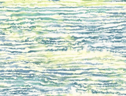 Watercolor Waves - Deep Sea and Spring Green | Greens Abstracts Wallpaper for Bedroom, Half Bath, and Office