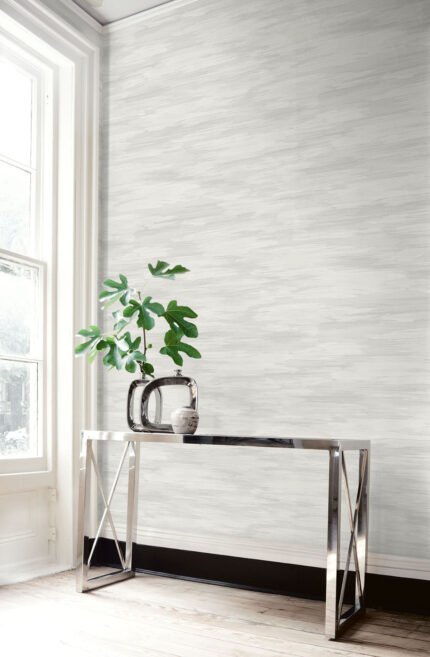 Stria Wash - Morning Fog | Grays Textures Wallpaper for Dining Room, Nursery, and Bedroom