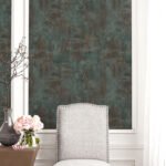 Rustic Stucco Faux - Rust and Forest Green | Browns and Taupes Textures Wallpaper for Half Bath, Office, and Dining Room
