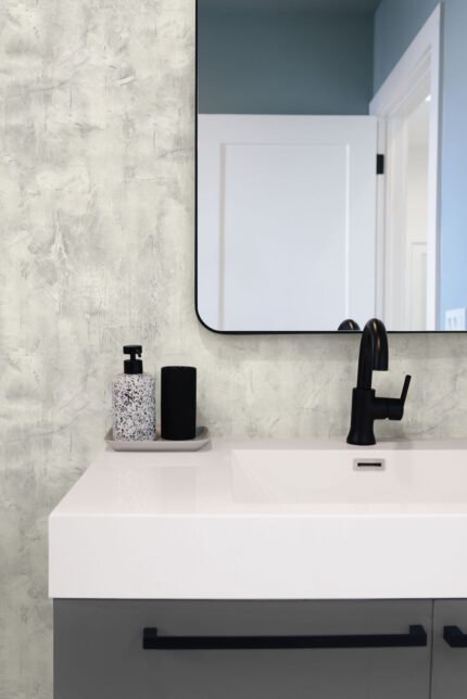 Rustic Stucco Faux - Metallic Silver and Snowstorm | Silvers and Pewters Textures Wallpaper for Bedroom, Dining Room, and Living Room