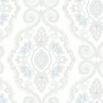 Nautical Damask - Blue Oasis | Blues Damasks and Scrolls Wallpaper for Hallway, Dining Room, and Powder Room