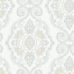 Nautical Damask - Sand Dunes | Warm Neutrals and Beiges Damasks and Scrolls Wallpaper for Half Bath, Nursery, and Powder Room