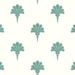Summer Fan - Tropic Green | Aquas and Teals Medallions Wallpaper for Dining Room, Powder Room, and Living Room