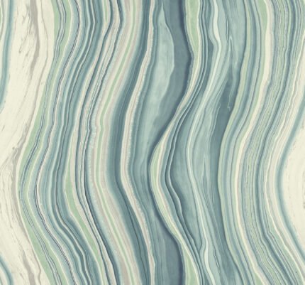 Luxe Marble | Blues Textures Wallpaper for Entryway, Dining Room, and Living Room