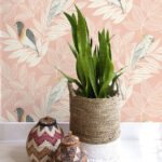 Paradise Island Birds - Pink Sunset and Ivory | Pinks Animals, Birds and Insects Wallpaper for Living Room, Kitchen, and Entryway