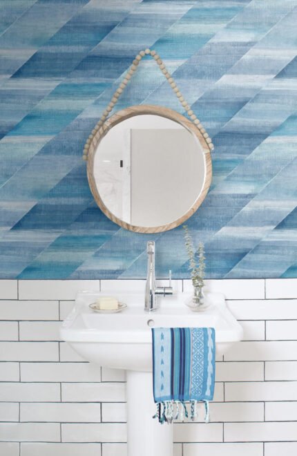 Rainbow Diagonals - Washed Denim and Cerulean
