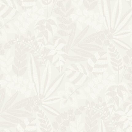 Botanica Striped Leaves - Gray Mist and Ivory | Grays Florals, Botanicals and Tropicals Wallpaper for Accent Wall, Nursery, and Powder Room